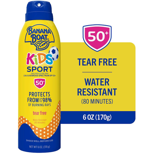 Banana Boat Kids Sport Tear-Free, Sting-Free Broad Spectrum Sunscreen Lotion Spray, SPF 50+ - 6 Ounce