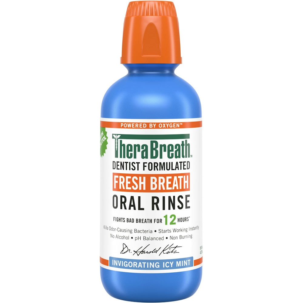 TheraBreath Oral Rinse, Fresh Invigorating Icy Mint 16 Fl Oz