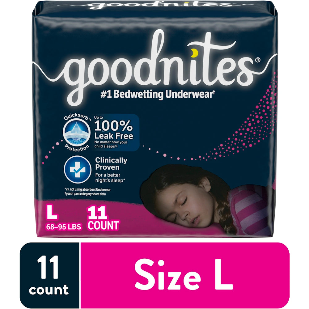 GoodNites Underwear, Nighttime, Large, Girls