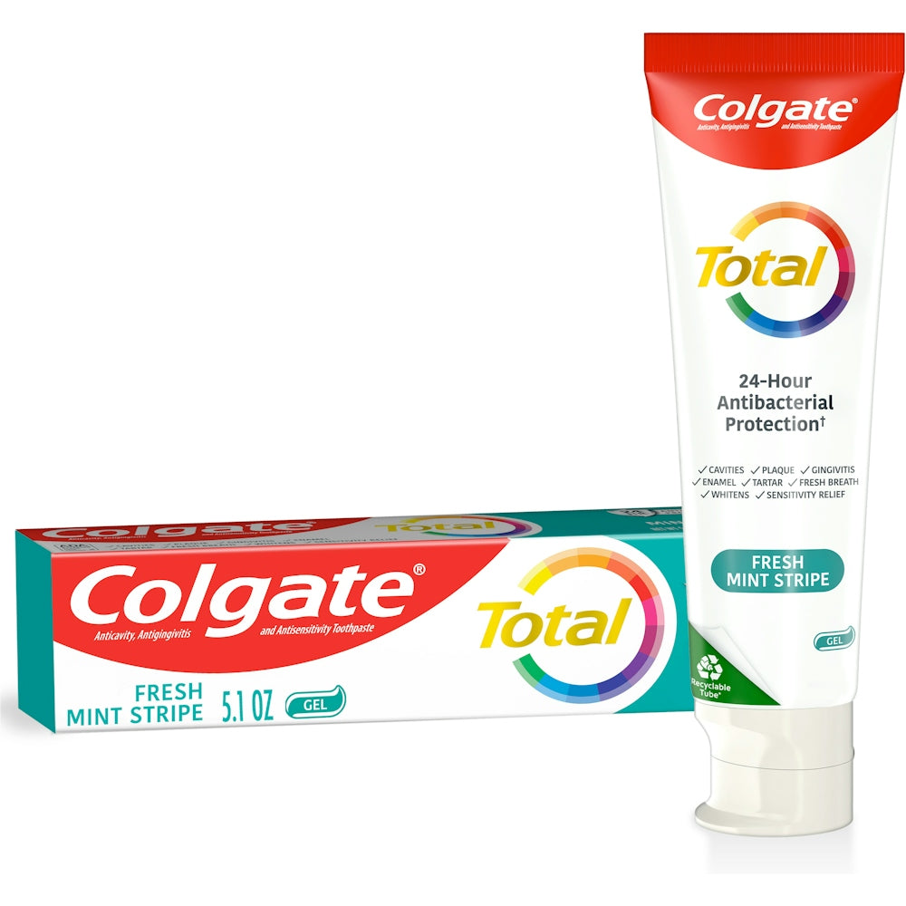 Colgate Total Fresh Mint Stripe Gel Toothpaste, 5.1 Oz