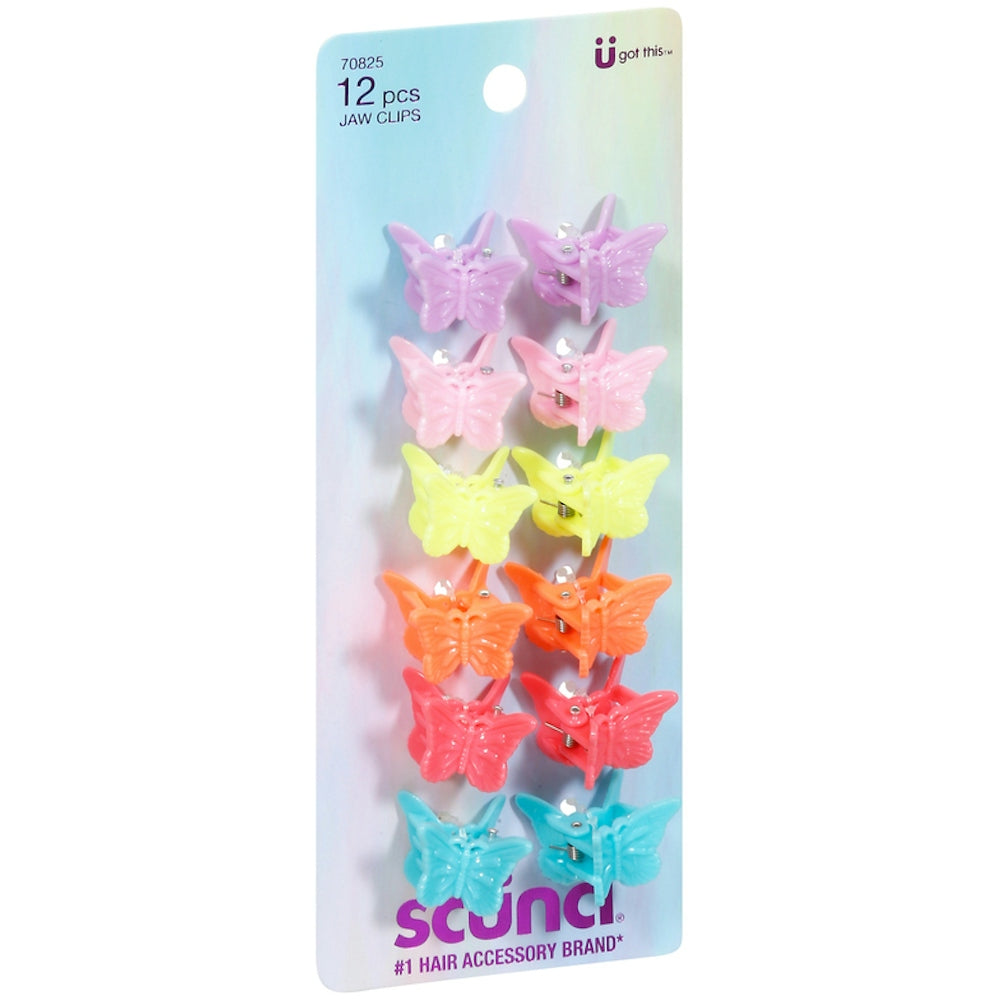 Scunci Butterfly Bright Colors Mini Jaw Clips - 12ct