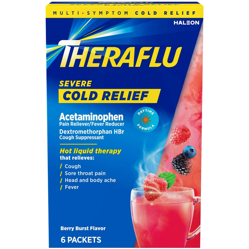 Theraflu Cold Relief, Severe, Packets, Berry Burst Flavor