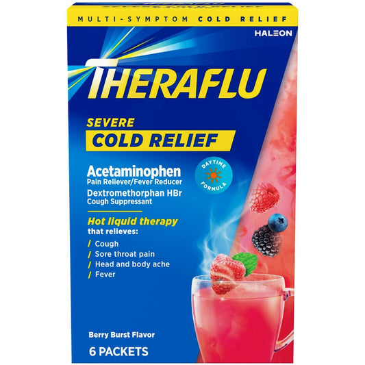 Theraflu Cold Relief, Severe, Packets, Berry Burst Flavor