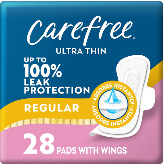 Carefree Ultra Thin Regular Pads With Wings - 28ct