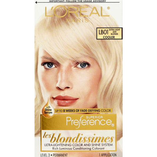 Superior Preference L'Oreal Paris Fade-Defying Shine Permanent Hair Color, LB01 Extra Light Ash Blonde, 1 Kit