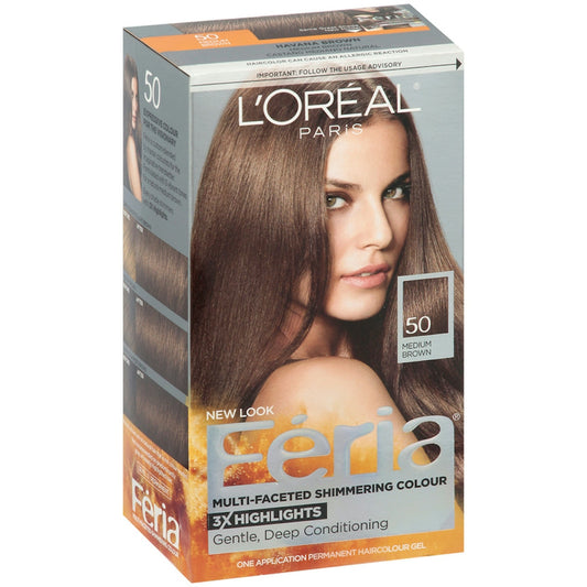 Feria L'Oréal Paris Mult-Faceted Permanent Hair Color - 50 Medium Brown