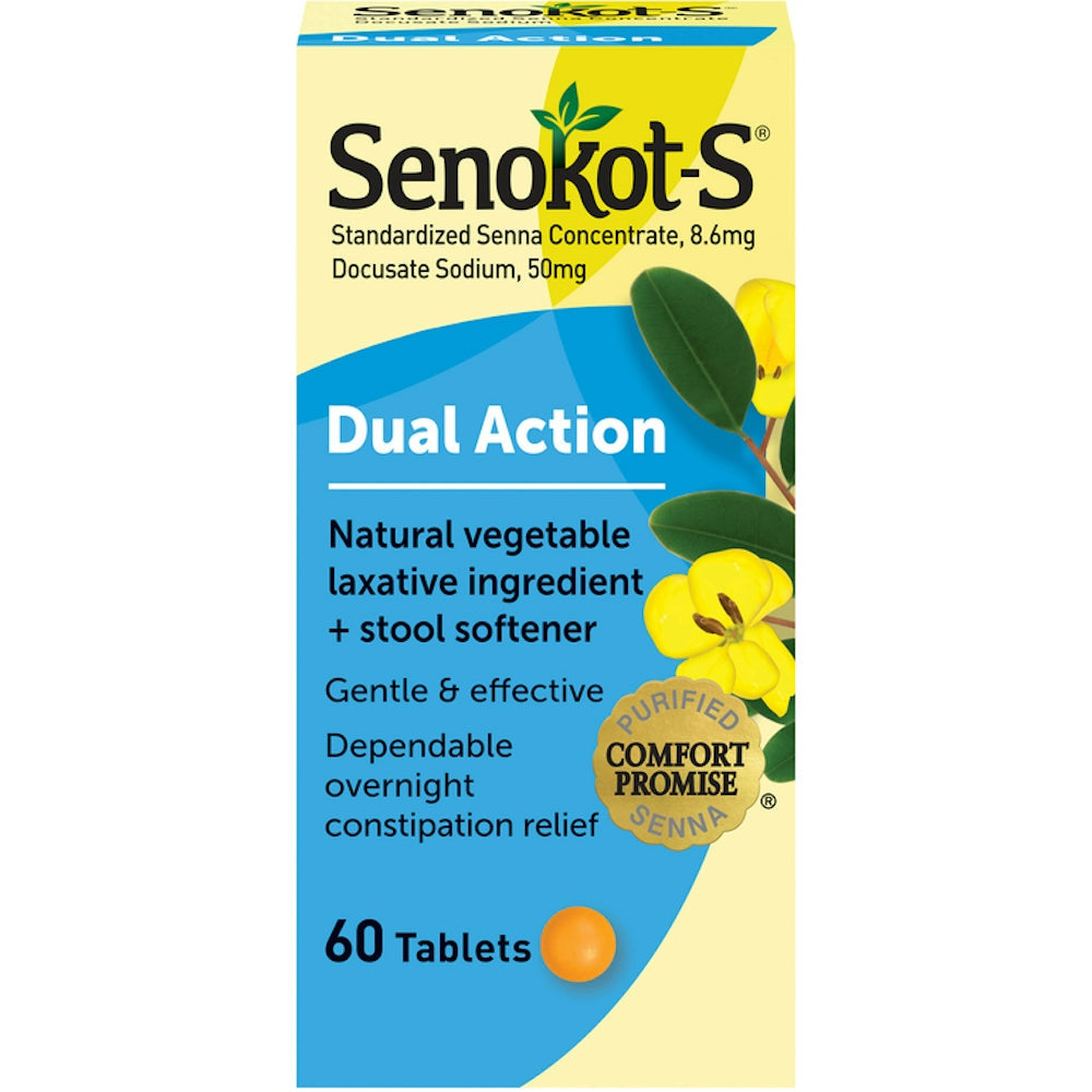 Senokot Dual Action Natural Vegetable Laxative Ingredient Plus Stool Softener Tablets