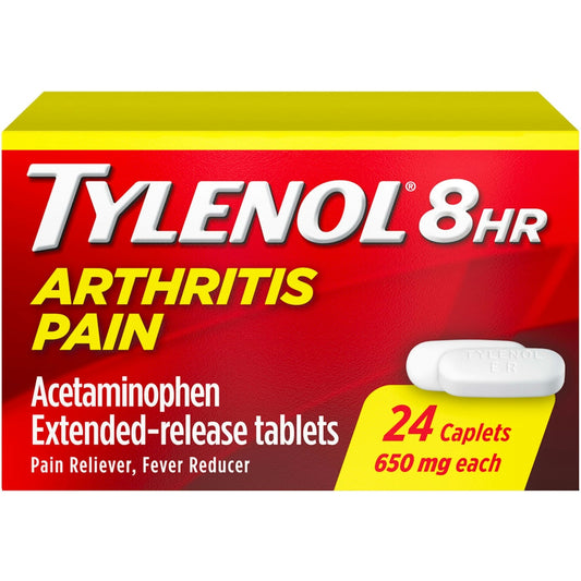 Tylenol 8 Hr Extended-Release Tablets 650 Mg Arthritis Pain Caplets 24 Ea Box