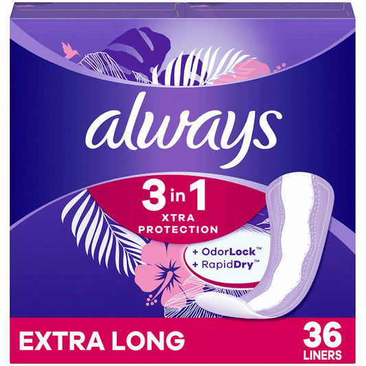 Always Xtra Protection Liners, Extra Long 36 Un
