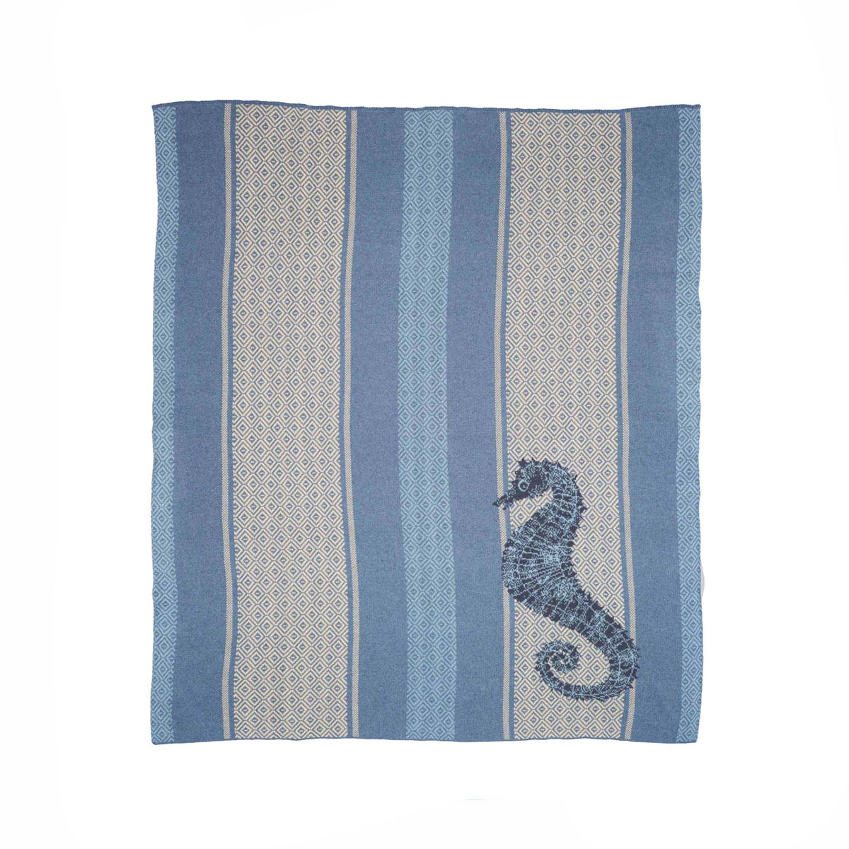 Seahorse Square - Cotton Sustainable Knit Throw Blanket | Coastal