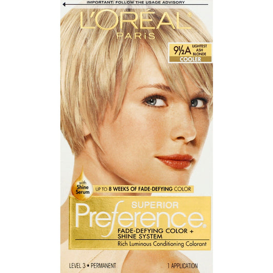 Superior Preference L'Oreal Paris Fade-Defying Shine Permanent Hair Color, 9.5A Lightest Ash Blonde, 1 Kit