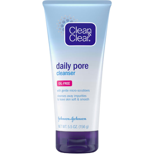 Clean & Clear Oil-Free Daily Pore Facial Cleanser, Refreshing Acne Face Wash Cleanses Away Impurities To Leave Skin Soft Smooth, For Normal, Oily Combinatio