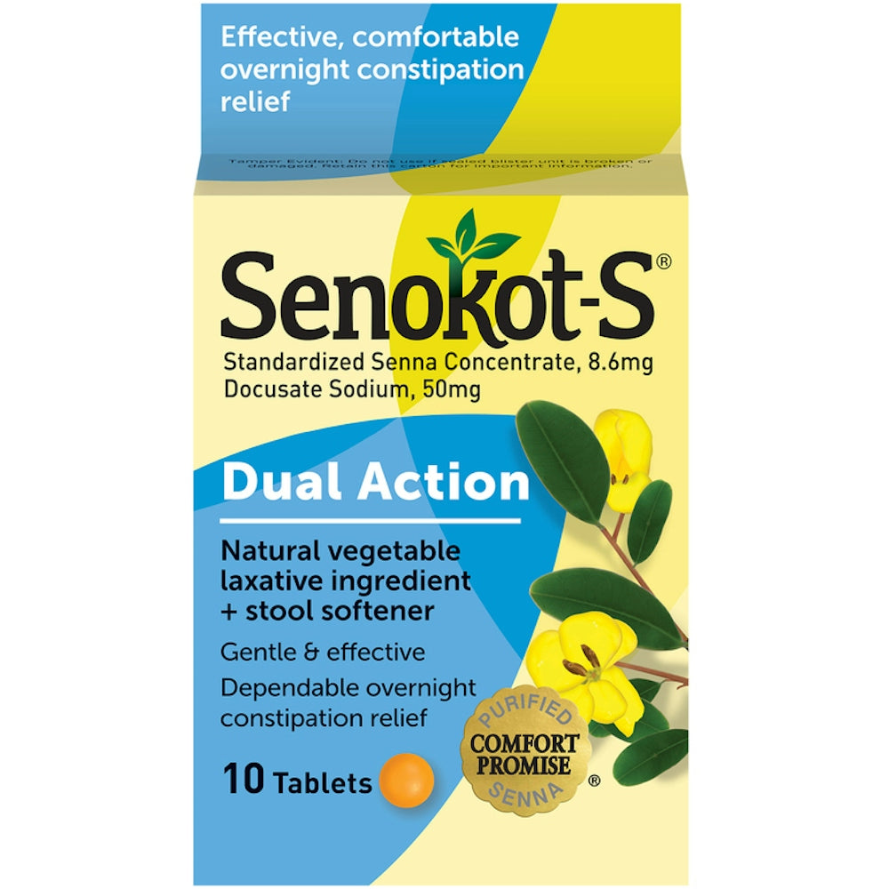 Senokot-S Natural Vegetable Laxative Ingredient + Stool Softener Tablets Dual Action