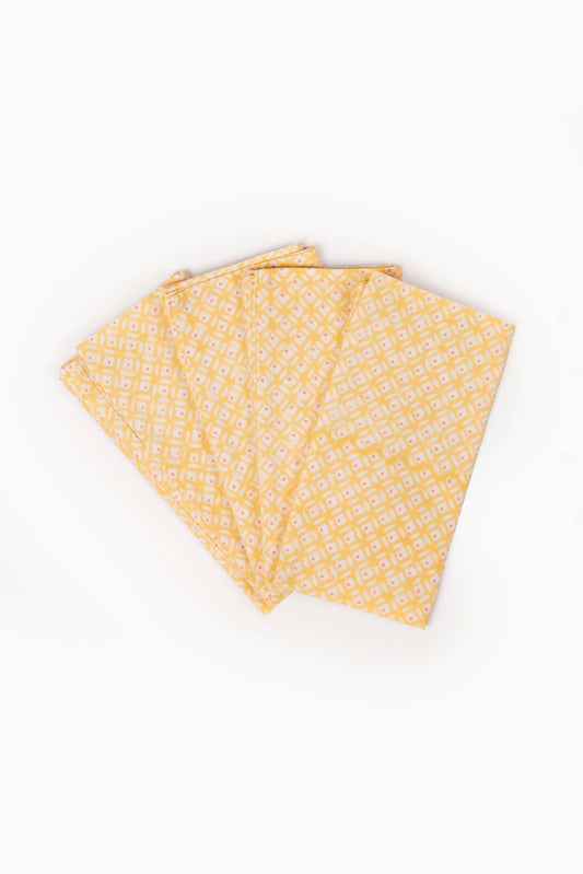 Sunwashed Yellow Geometric Block Print Napkins (Set of 4)