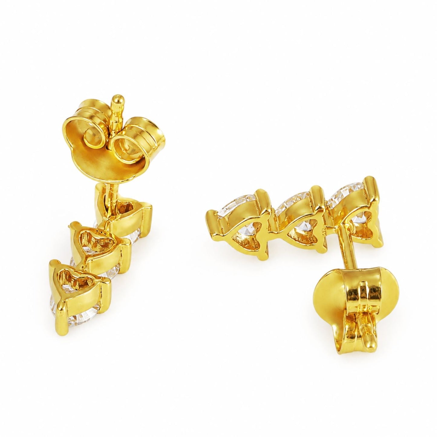 Story of Three Hearts Vertical Climber Lab Grown Earrings