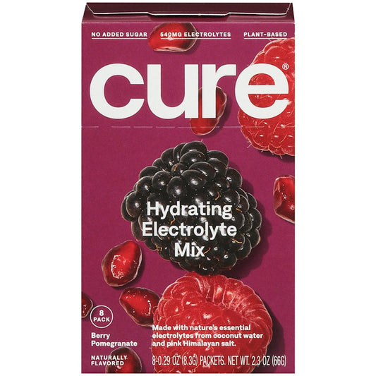 Cure Hydration Electrolyte Vegan Drink Mix Powder - Berry Pomegranate - 2.3oz/8pk