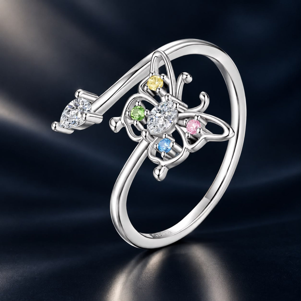 925 Sterling Silver White Gold Plated CZ Pavé Size E Ring for Women