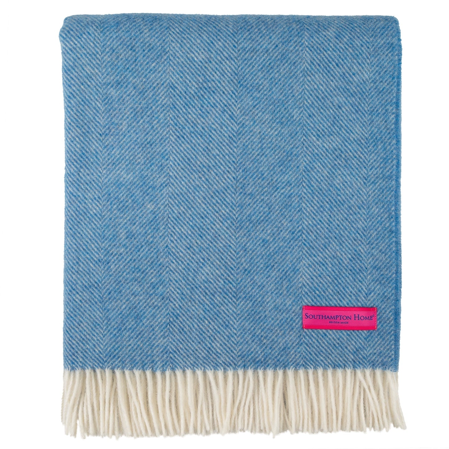 Southampton Home Shetland Lambswool Herringbone Throw – Ocean Blue | Woven in England