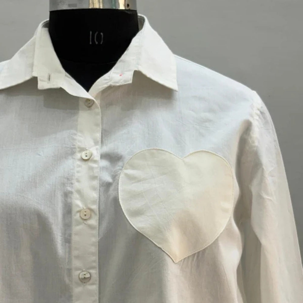 Good Boyfriend Shirt with Heart Pocket Classic White