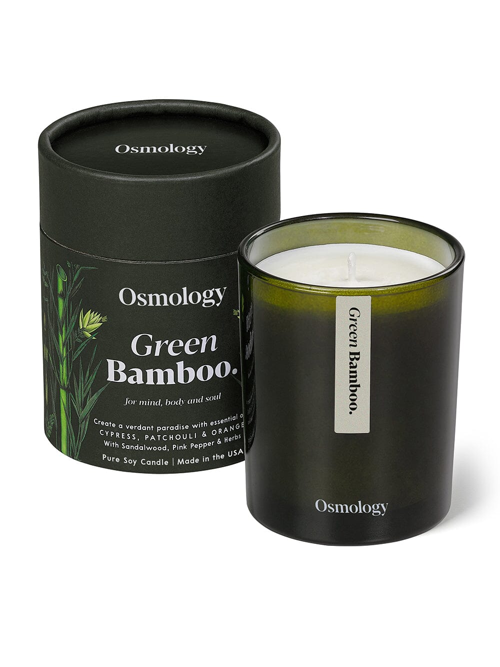 Green Bamboo Scented Candle - Cypress Patchouli and Orange