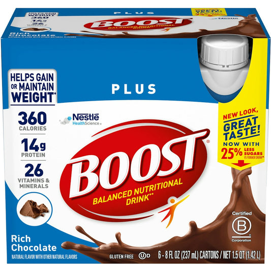Boost Plus Complete Nutritional Drink - Rich Chocolate - 8oz/6ct