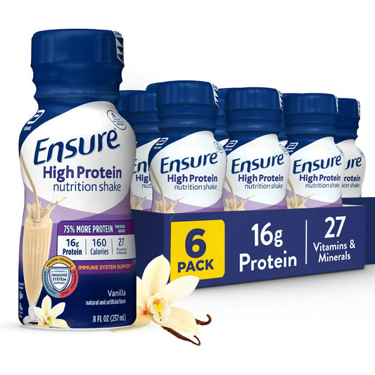 Ensure High Protein Vanilla Nutrition Shake 6 - 8 Fl Oz Bottles