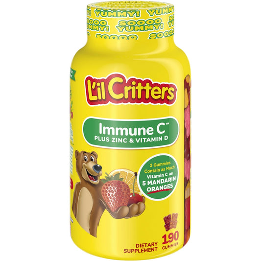 L'il Critters Immune C Plus Zinc Gummy Vitamin Natural Fruit Flavors