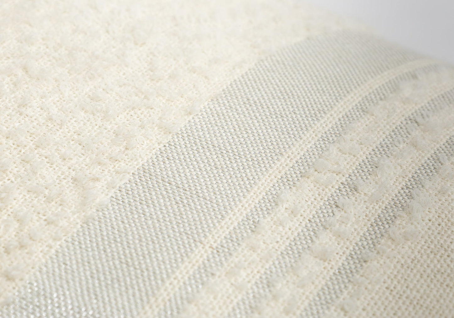 Handwoven Boucle Alpaca Pillow Cover - Ivory + Silver