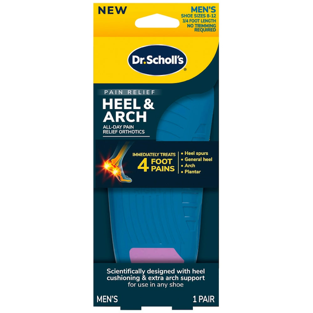 Dr. Scholl's Orthotics, Heel & Arch, Pain Relief, Men's, Shoe Sizes 8-12