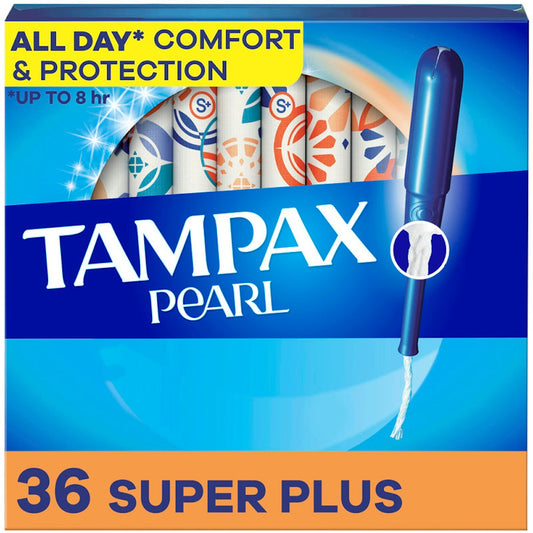 Tampax Pearl Tampons Super Plus Absorbency With Leak Guard Braid, Unscented
