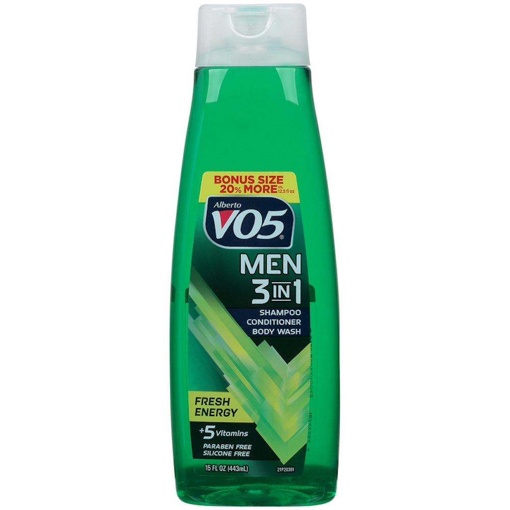 Alberto VO5 Shampoo, Conditioner, Body Wash, 3 In 1, Fresh Energy, Men 15 Fl Oz