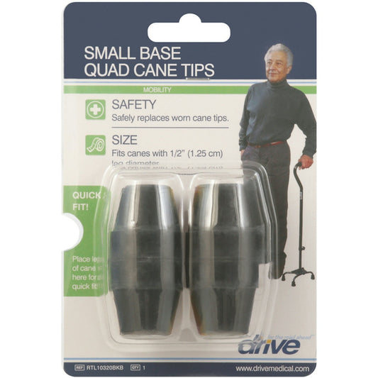 Drive Medical Small Base Quad Cane Tips, Black