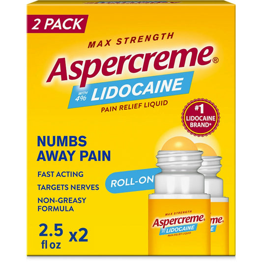 Aspercreme Pain Relief Liquid, Roll-On, Max Strength, Fragrance Free, 2.5 Fl Oz