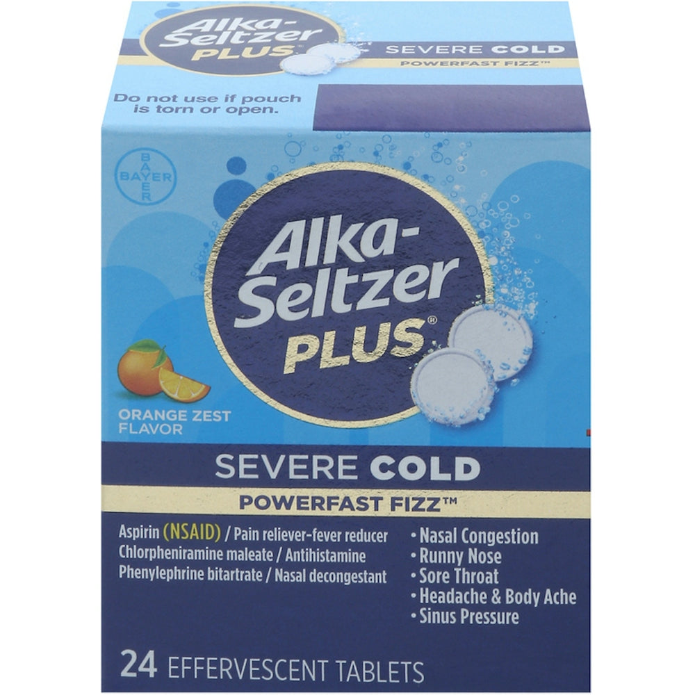 Alka-Seltzer Plus Severe Cold, Effervescent Tablets, Orange Zest Flavor