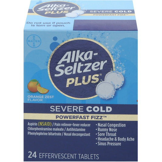 Alka-Seltzer Plus Severe Cold, Effervescent Tablets, Orange Zest Flavor
