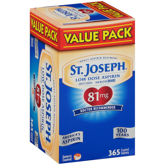 St. Joseph Aspirin Pain Reliever, Enteric Safety Coated, Low Dose, Doctor Recommended, 81mg -Tablets
