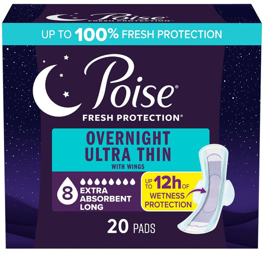 Poise Ultra-Thin With Wings Overnight Pad