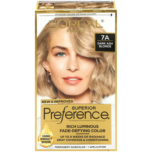Superior Preference L'Oreal Paris Fade-Defying Shine Permanent Hair Color, 7A Dark Ash Blonde, 1 Kit