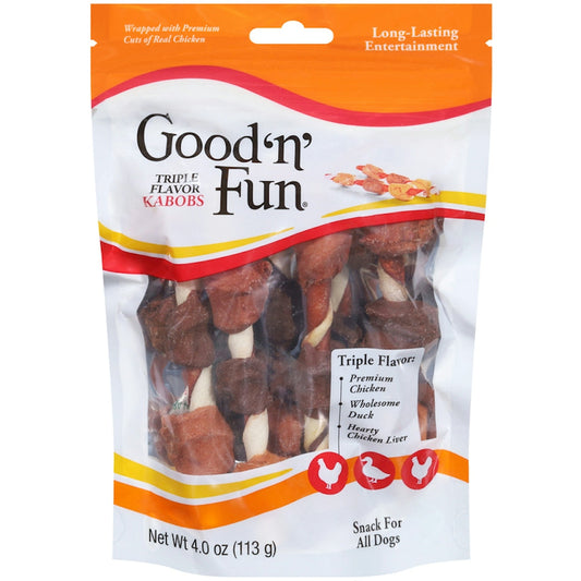 Good 'n' Fun Triple Flavor Kabobs Snack For All Dogs - 4 Ounce