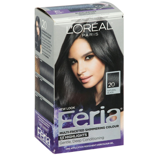 L'Oreal Paris Feria Permanent Hair Colour Gel, Natural Black 20