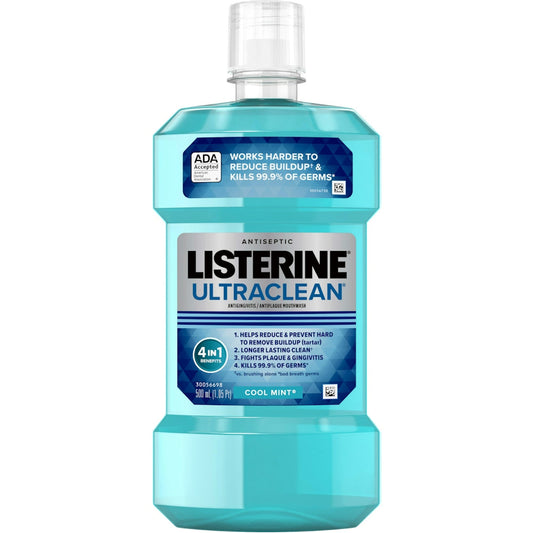 Listerine Ultraclean Antiseptic Mouthwash, Tartar, Cool Mint, 500 mL
