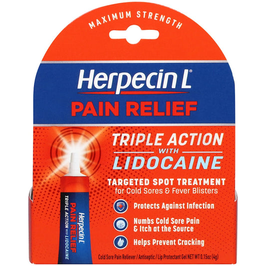 Herpecin L Triple Action With Lidocaine Maximum Strength Pain Relief 0.15 Oz