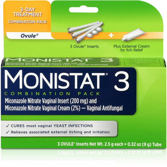Monistat Combination Pack Ovule Inserts + External Cream Vaginal Antifungal