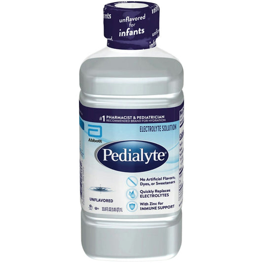 Pedialyte Electrolyte Solution, 33.8 Fl Oz Bottle, Unflavored