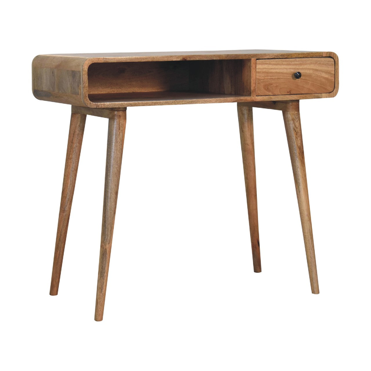 Solid Wood Curved Oak-ish Writing Desk
