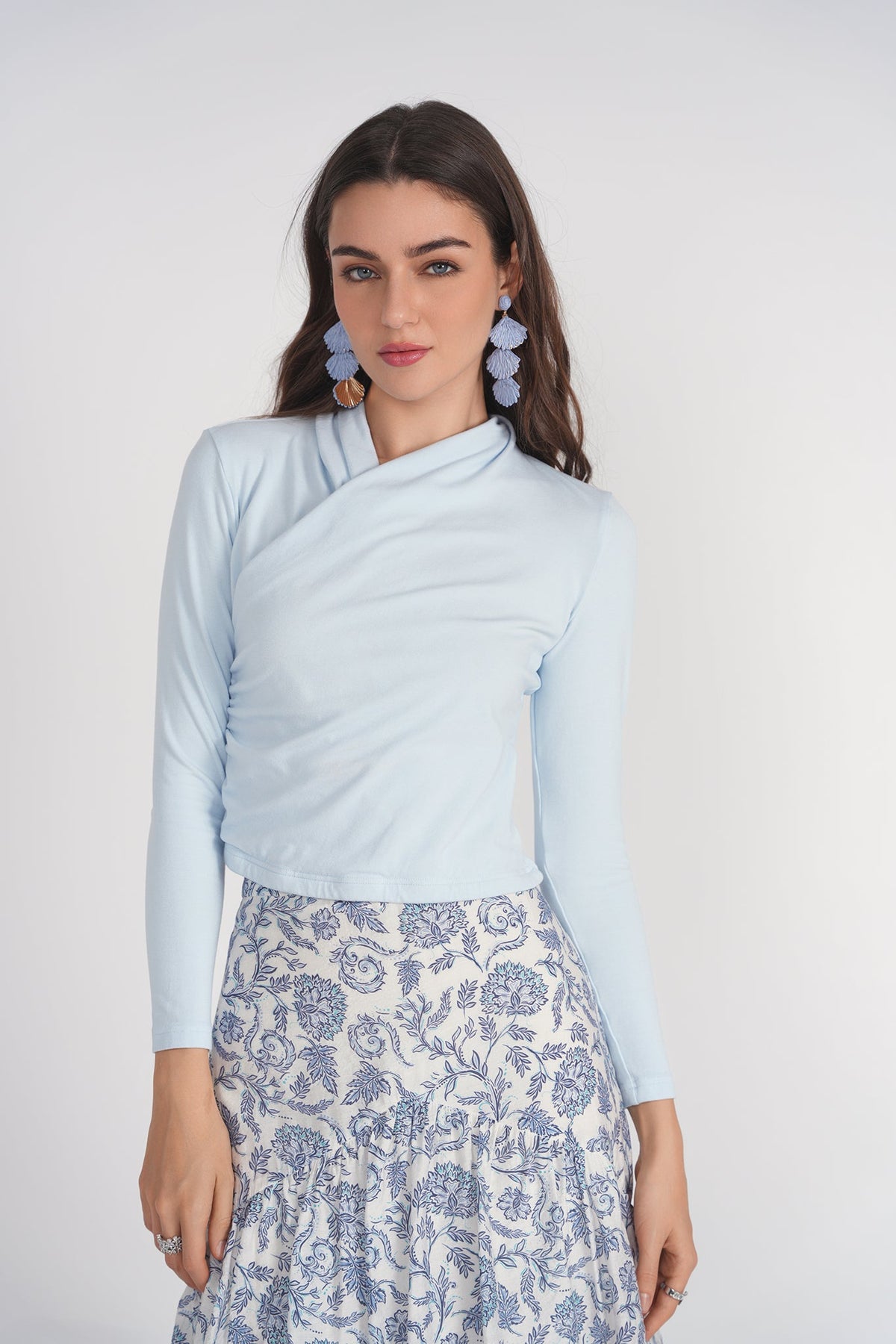 Yael Cotton Top- Sky Blue