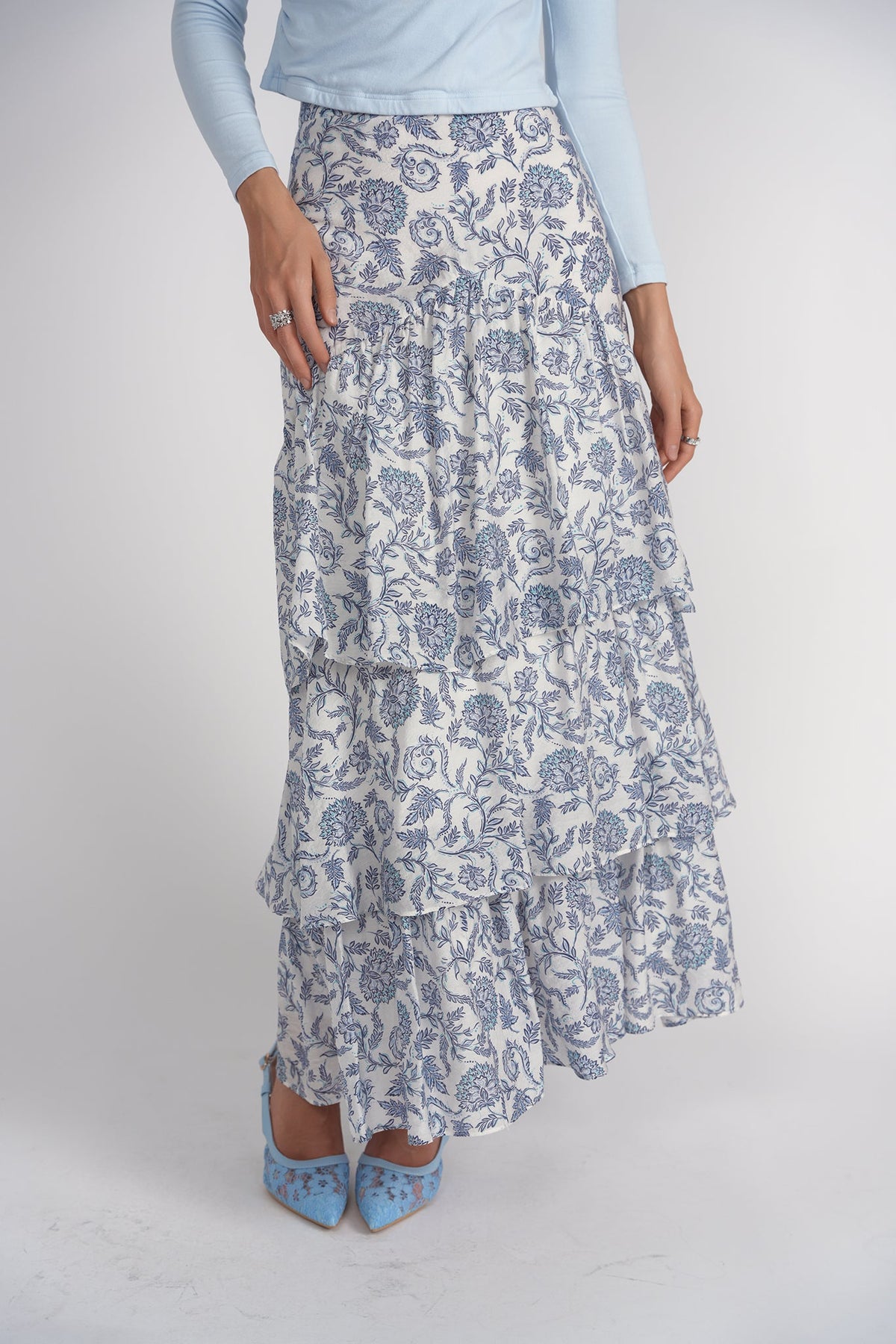 Ruffles Skirt- Turkish Blue