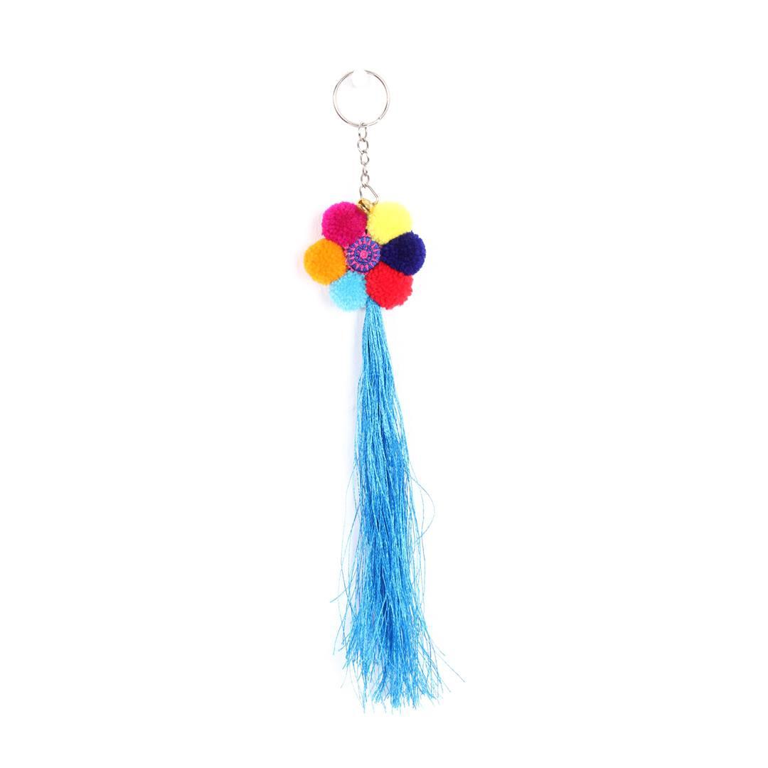 Flower Pompom With Tassel Key Chain - Thailand