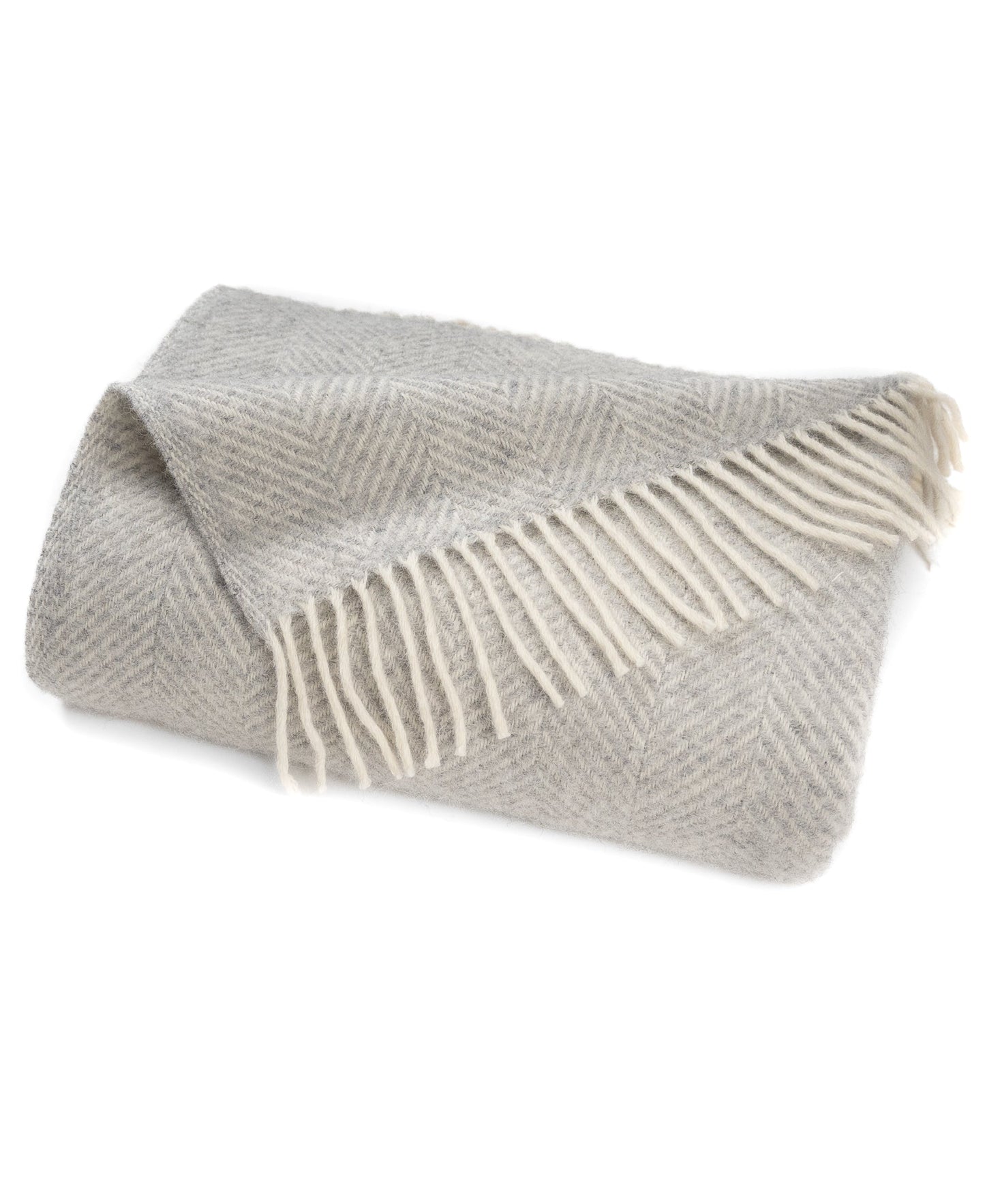 Highland Tweeds Herringbone  Pure New Wool Throw ~ Silver ~
