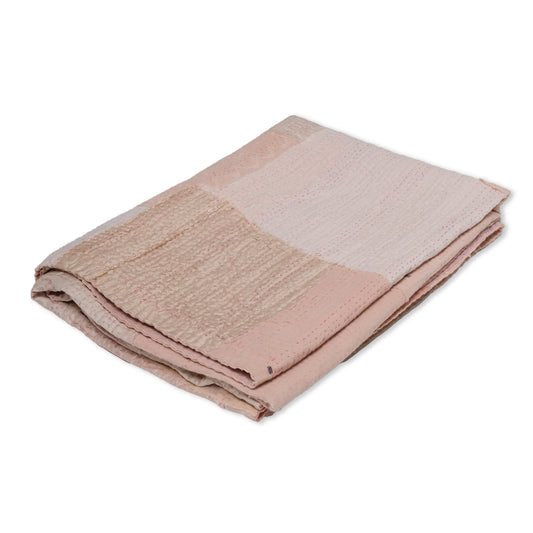 Mosaic Fray Patch Vintage Kantha Throw - Shallot